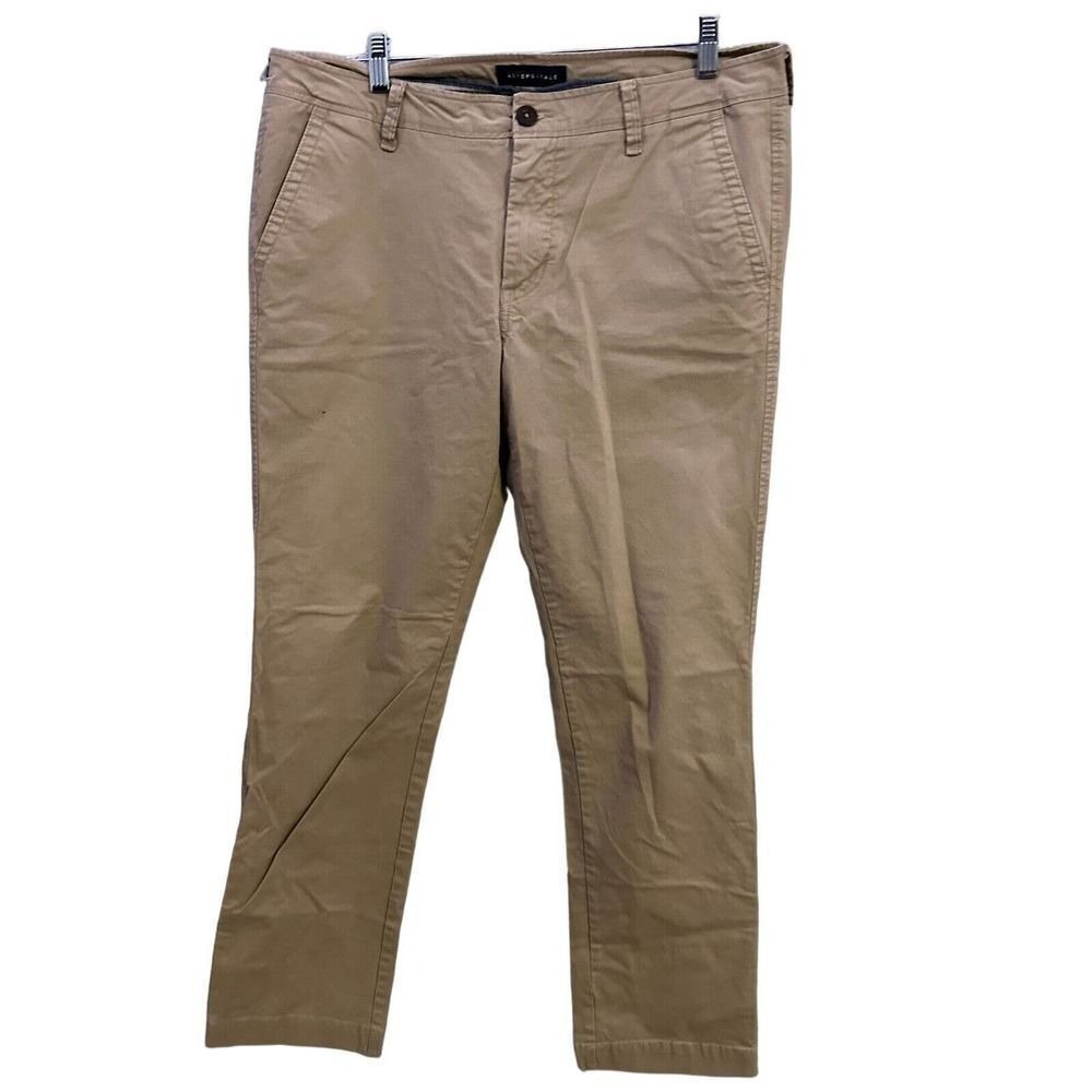 Aeropostale Khaki Chino Pants Mens 34x32 Slim Straight‎ Cotton Brown School Work